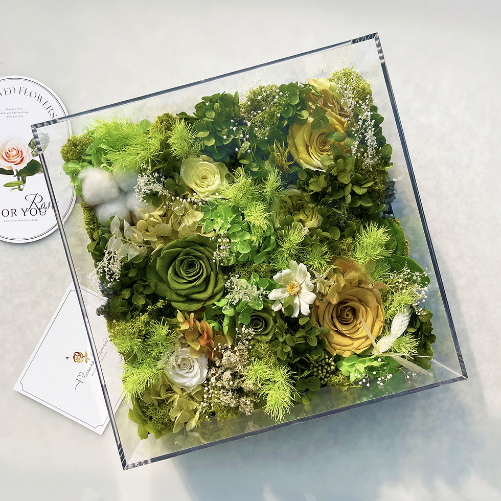 縮圖：莫奈花園永生花玫瑰花亞克力禮盒