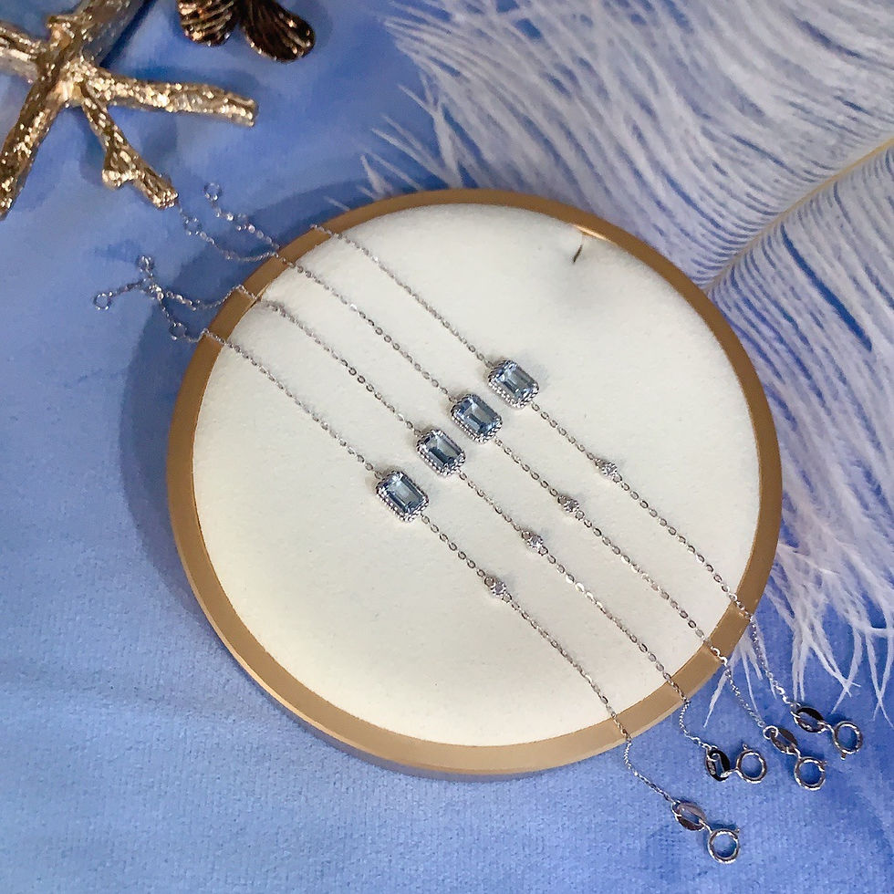 縮圖：18K白金50分海藍寶手鍊DB06