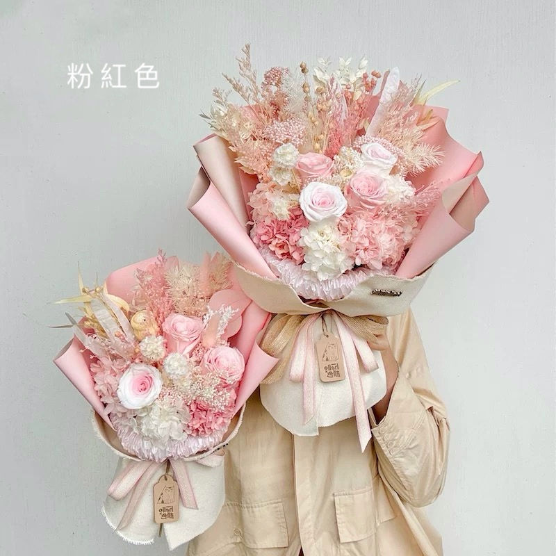 縮圖：可站立永生花玫瑰花束35cm【5色可選】