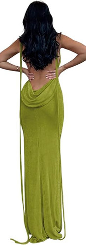 Lime Velvet Draped Maxi
