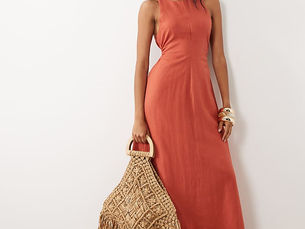 Terracotta Linen Maxi Dress