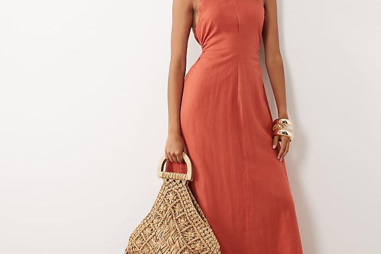 Terracotta Linen Maxi Dress