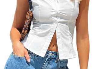 White Short Sleeve Work Blouse