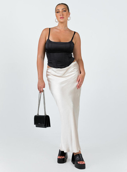 Princess Polly Champagne Satin Skirt