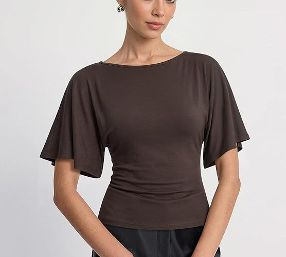 Brown Batwing Blouse