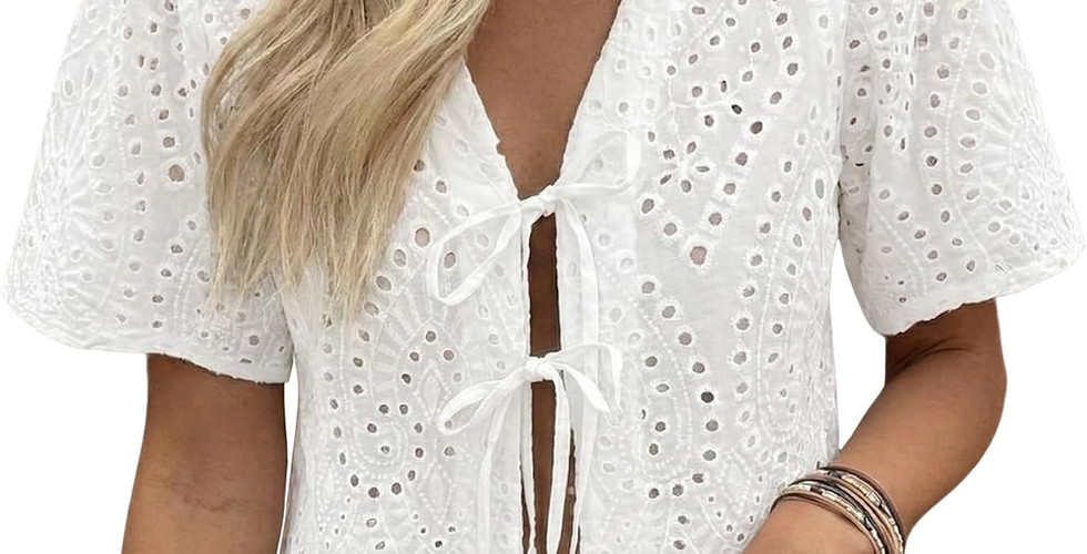 Amazon White Eyelet Blouse