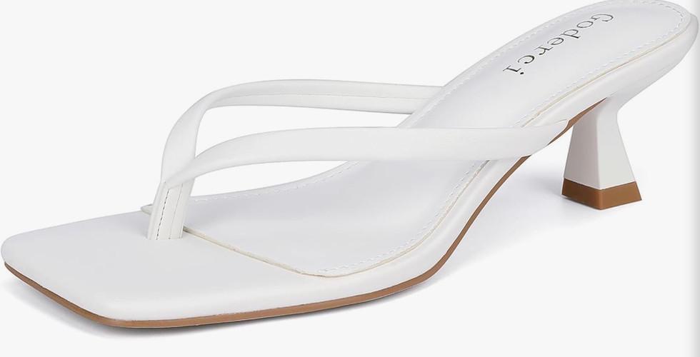 Amazon White Flip Flop Kitten Heels
