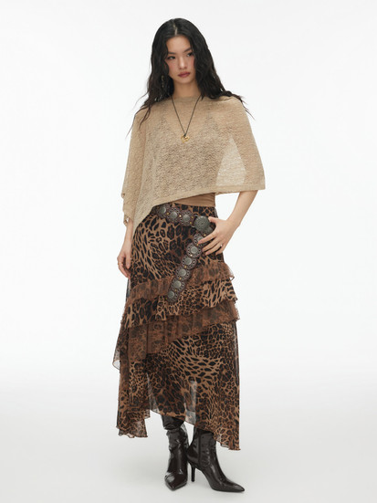 Layered Leopard Maxi Skirt