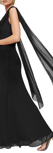Black Draped Satin Maxi