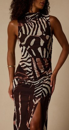 Lulus Brown Mock Neck Dress
