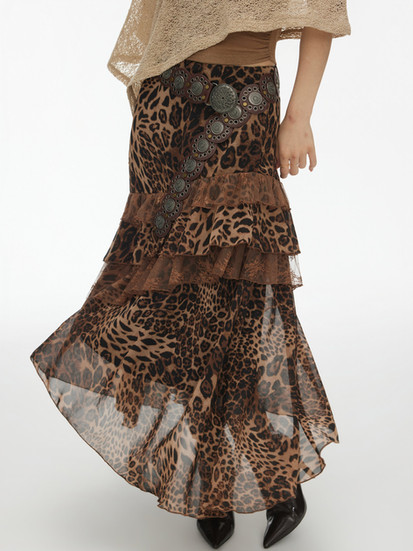 Layered Leopard Maxi Skirt