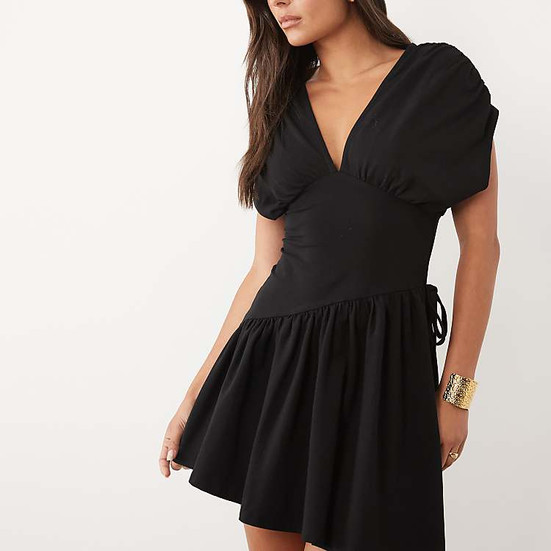 ASOS Black Ruffled Minidress