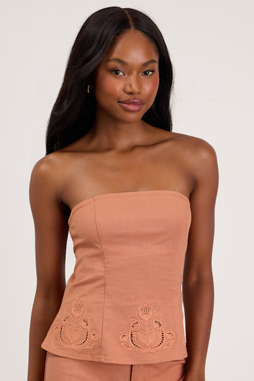Lulus Terracotta Embroidered Blouse