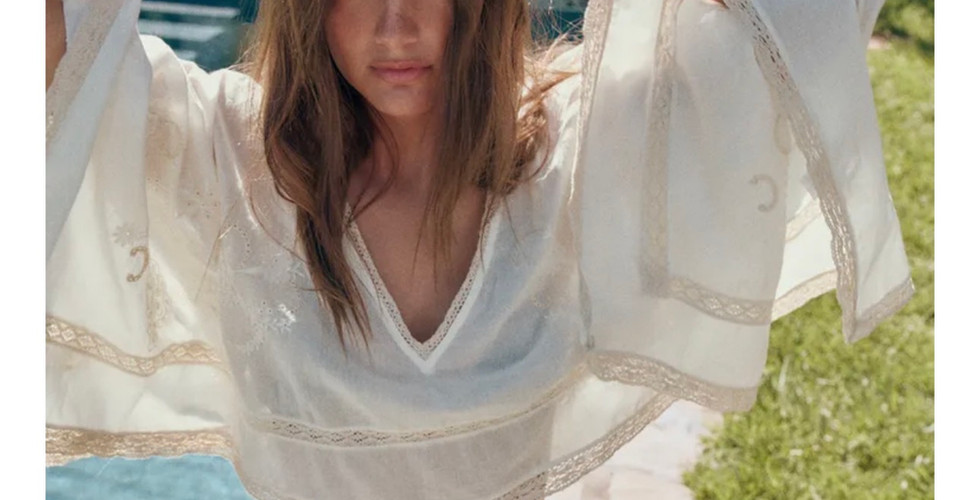 White Flowy Boho Poncho Blouse