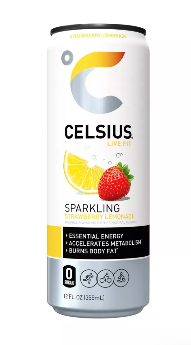 Celsius Live Fit Sparkling Strawberry Lemonade Energy Drink, 12 oz
