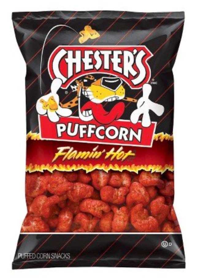Chester's Puffcorn Flamin' Hot Puffed Corn Snacks, 2 oz