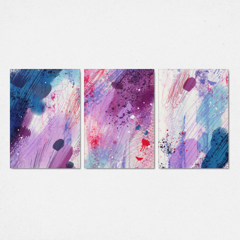 Kit quadros decorativos Fluxo Abstrato IX - vista lateral da moldura