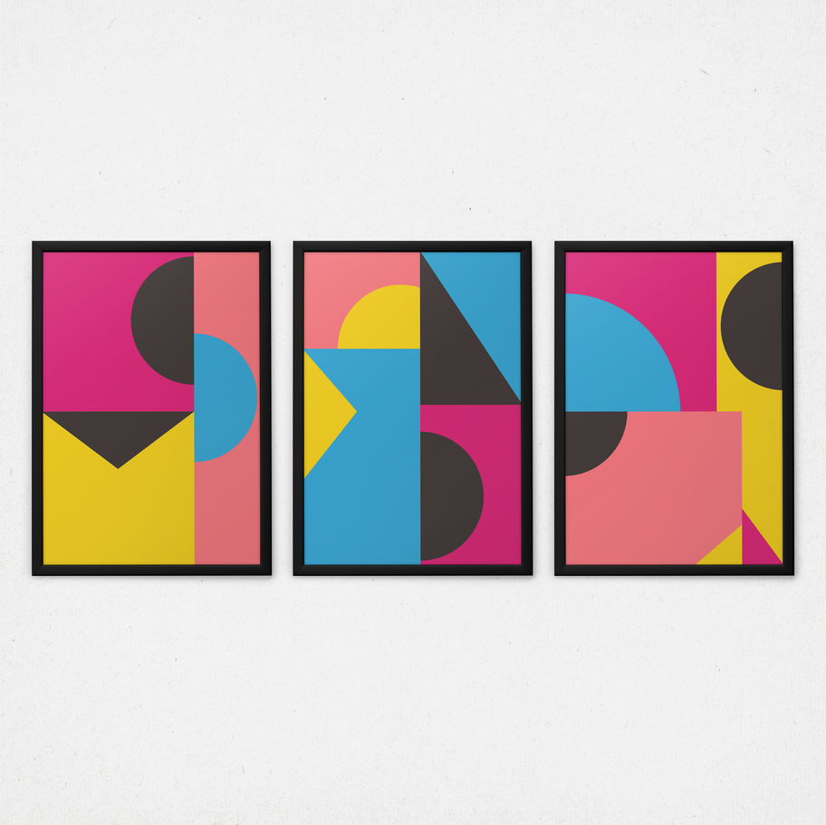 Kit Quadros Decorativos Geométricos Coloridos – Arte Moderna Vibrante