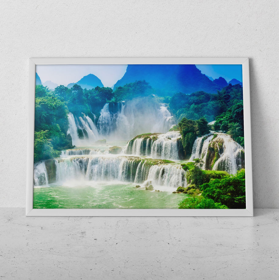 Quadro Cachoeira 117 - composição completa em ambiente decorado