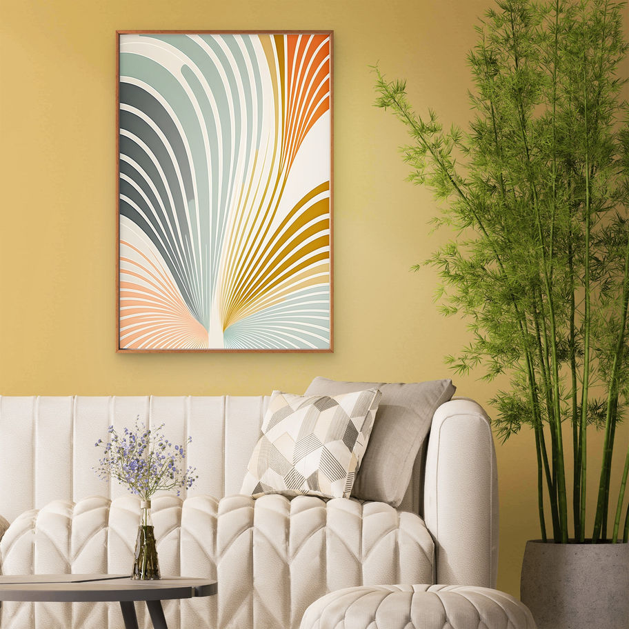 Quadro abstrato minimalista, quadro linhas orgânicas, quadro moderno para sala, arte abstrata elegante, quadro verde sálvia,