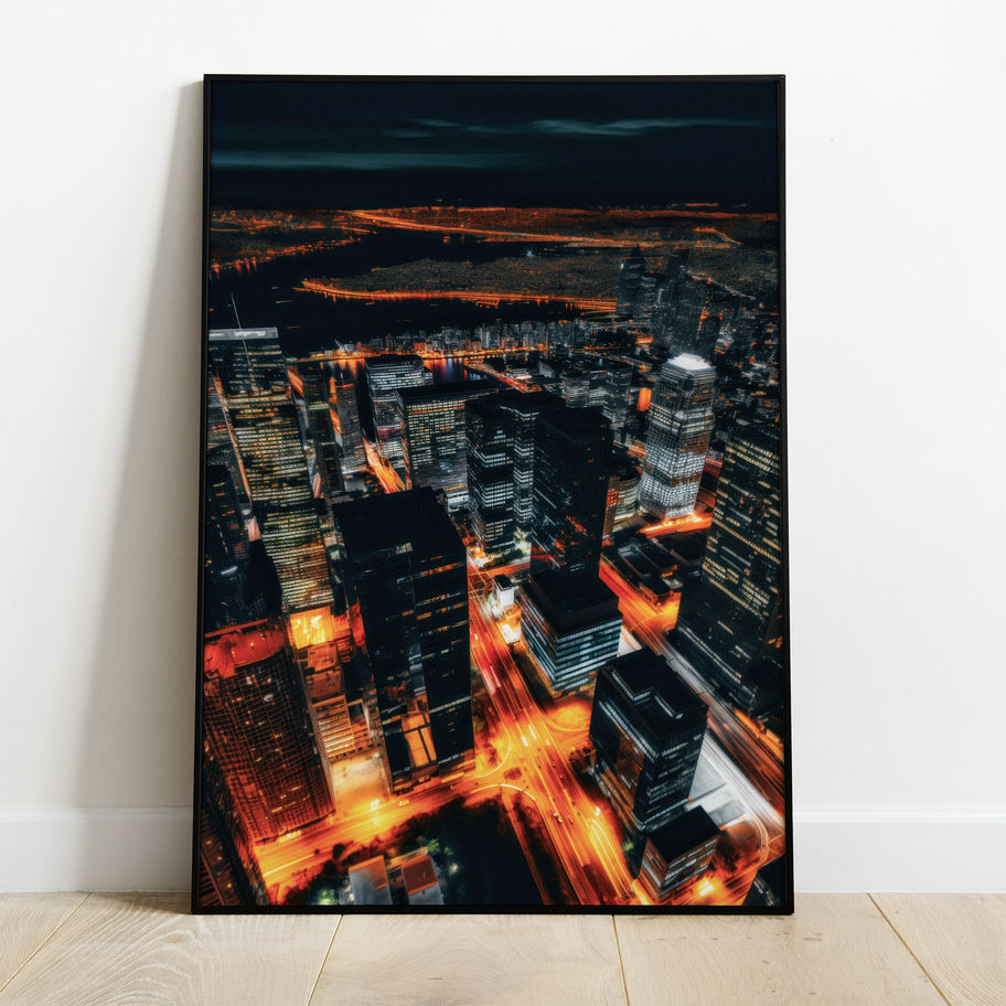 Quadro Metrópole A23 - composição completa em ambiente decorado