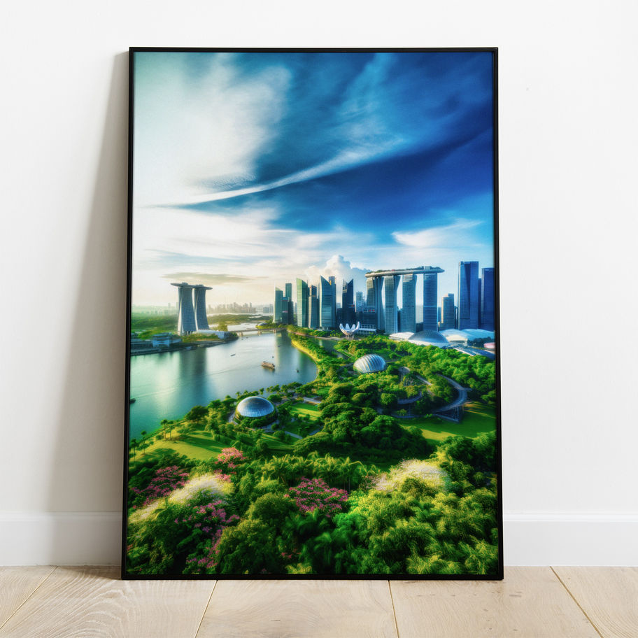 Quadro Metrópole A16 - composição completa em ambiente decorado