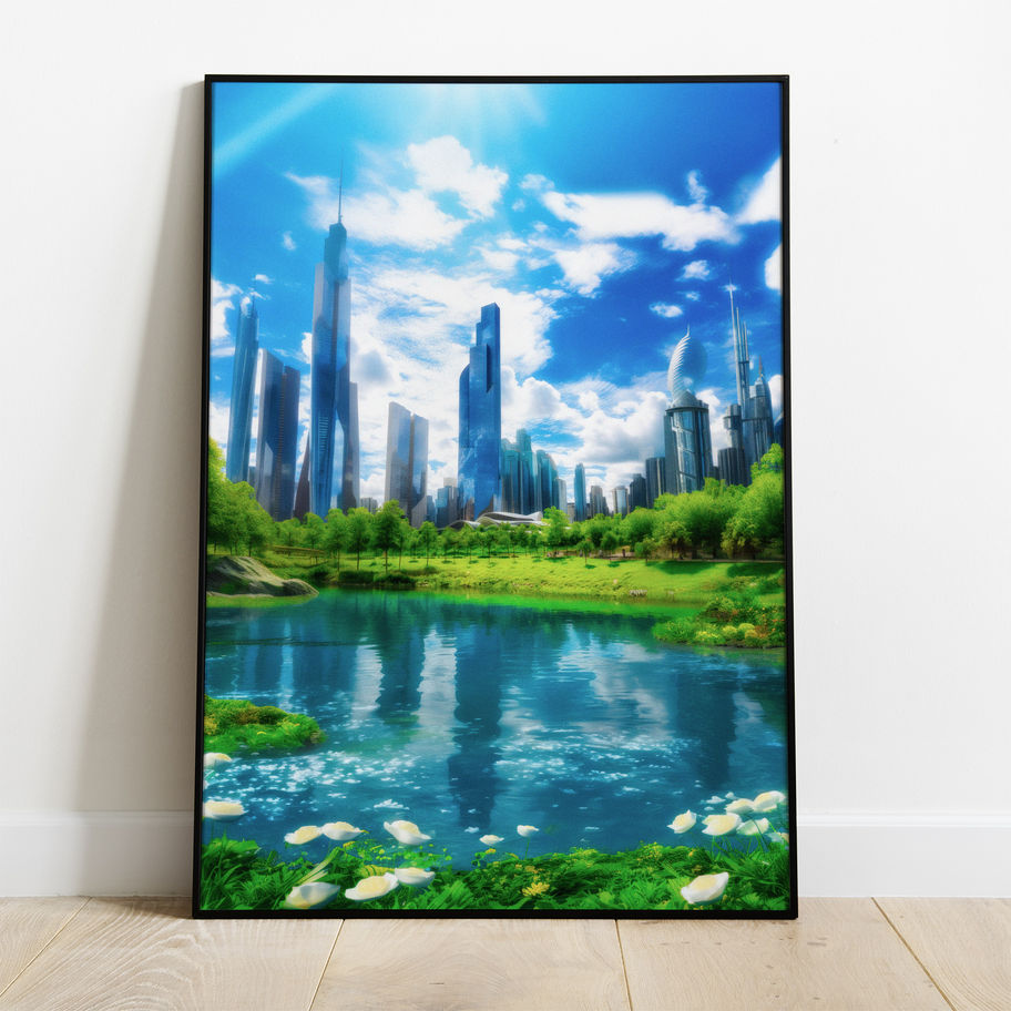 Quadro Metrópole A30 - composição completa em ambiente decorado