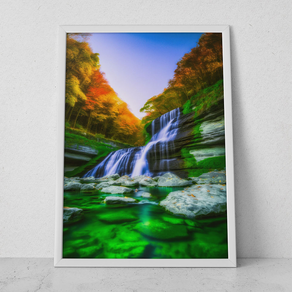 Quadro Cachoeira A24 - composição completa em ambiente decorado