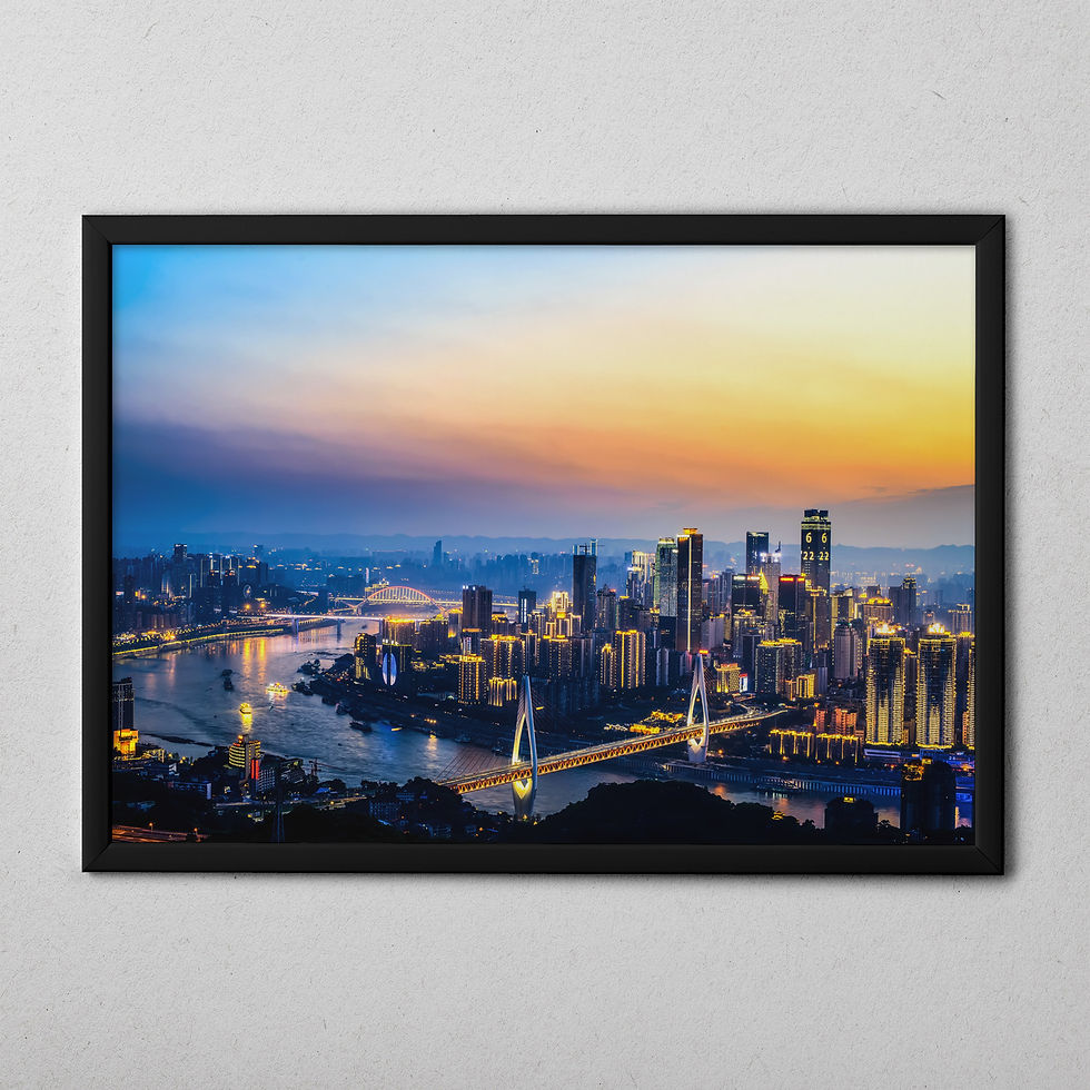 Quadro Cidade 080 - composição completa em ambiente decorado