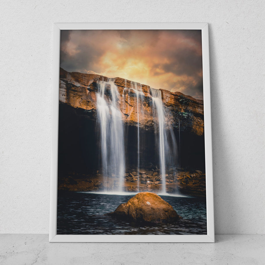 Quadro Cachoeira 104 - composição completa em ambiente decorado