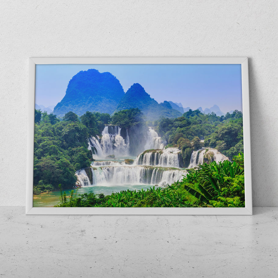 Quadro Cachoeira 120 - composição completa em ambiente decorado