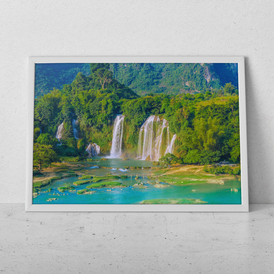 Quadro Cachoeira 118 - composição completa em ambiente decorado