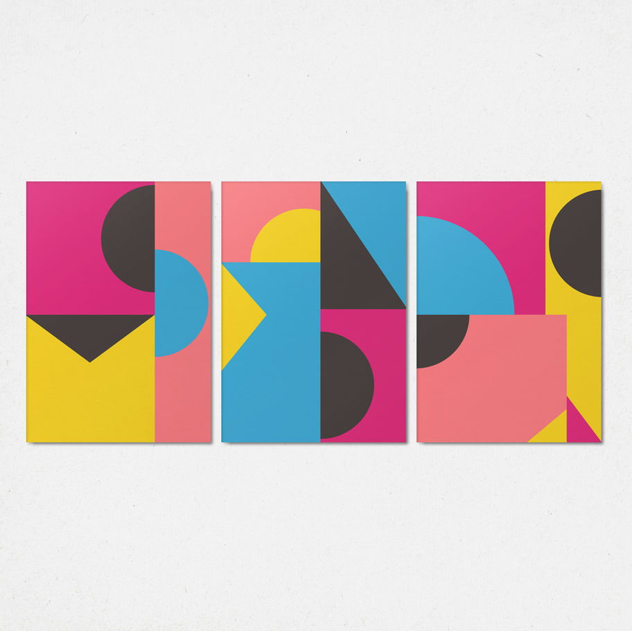 Kit Quadros Decorativos Geométricos Coloridos – Arte Moderna Vibrante