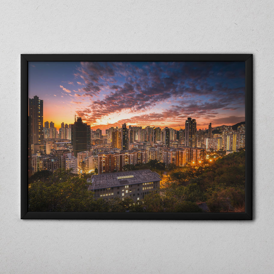 Quadro Cidade 068 - composição completa em ambiente decorado