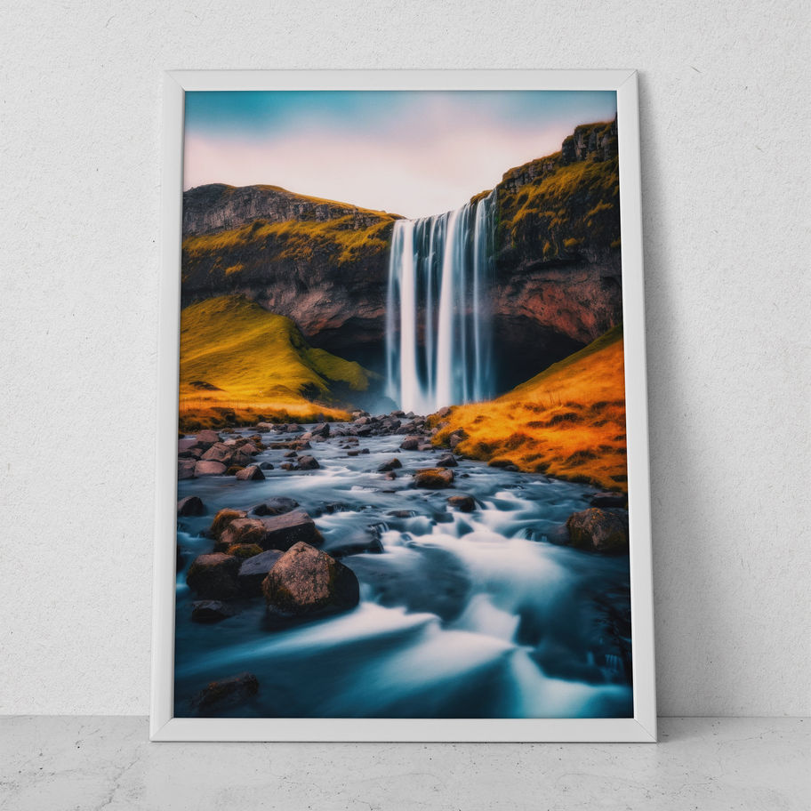 Quadro Cachoeira A25 - composição completa em ambiente decorado