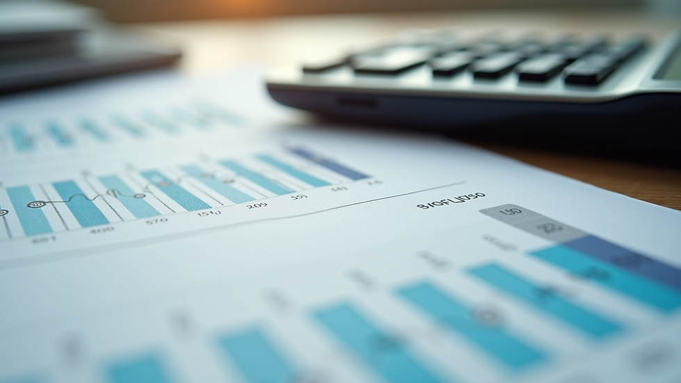 Close-up view of a calculator beside financial documents