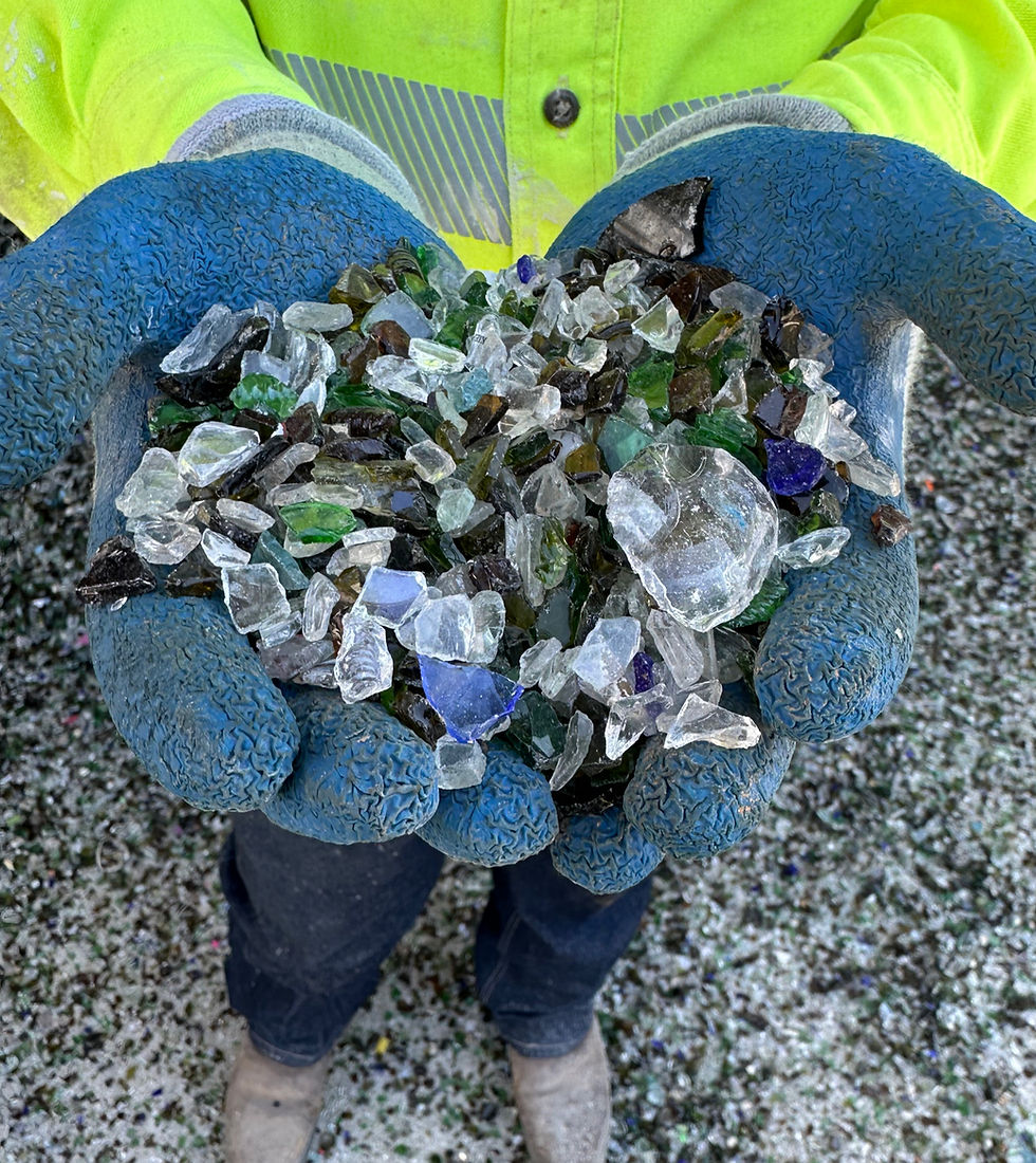 A handful of glass in the process of being recycled
