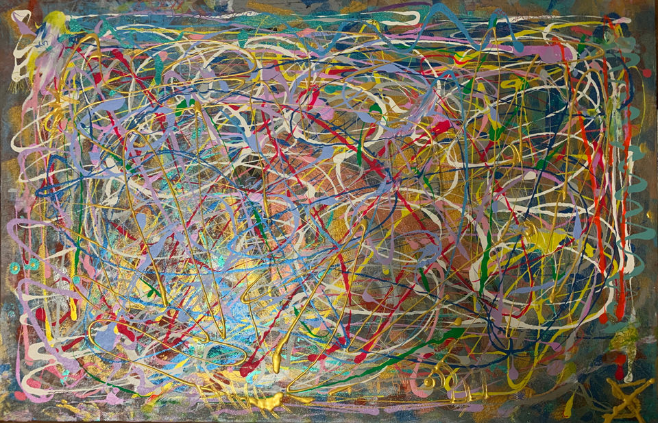 picture, artwork, paintings, derwisch, dervish, gold abstract, colours, jackson pollock, nice, beautiful, image, artist, ali kasap, crazy