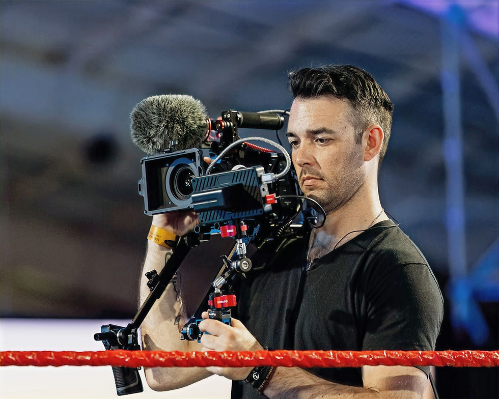 Cameraman filming live stream sports