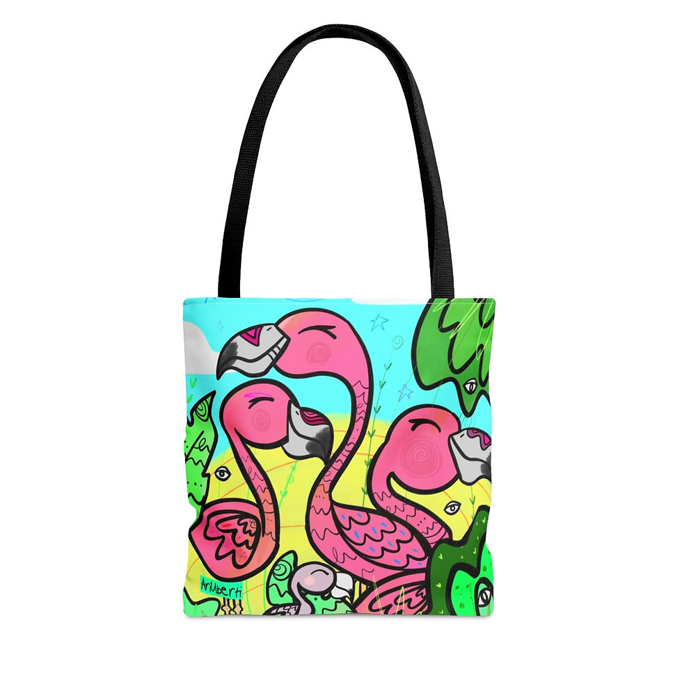 happy flamingo tote bag