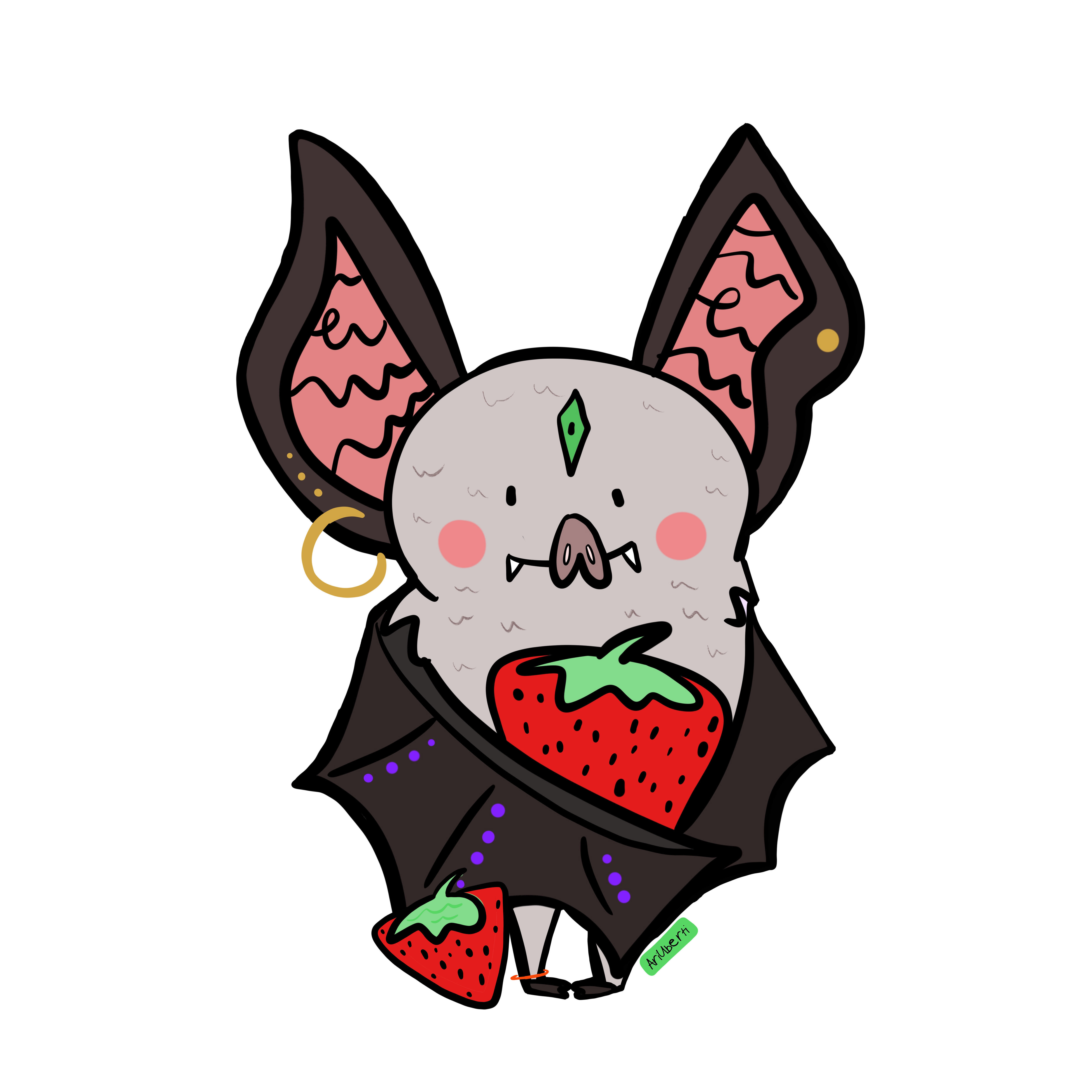 Strawberry bat sticker
