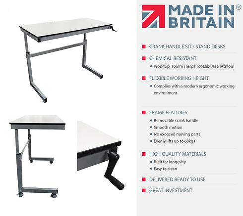 Crank Handle Sit Stand Lab Table