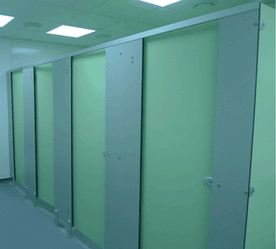 Buy School Toilet Cubicles from UK Cubicles in CGL Green and Grey