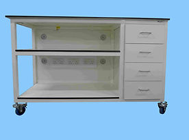 mobile bespoke workbench with shelves, 4 drawers and electrical pack