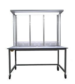 ESD Workbench with LED Lighting Bar, Vertical Steel Bars and Electric Pack