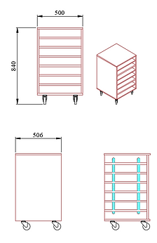 MF47 - Mobile Open Fronted Adjustable Shelf Unit
