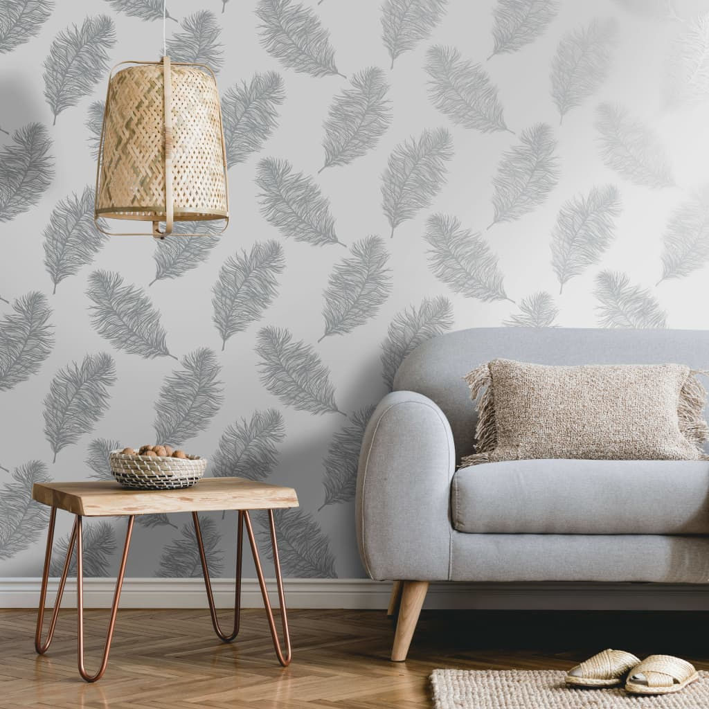 DUTCH WALLCOVERINGS Behang Fawning Feather lichtgrijs