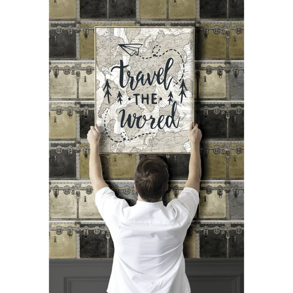 Noordwand Behang Friends & Coffee Boxes and Locks metallic en