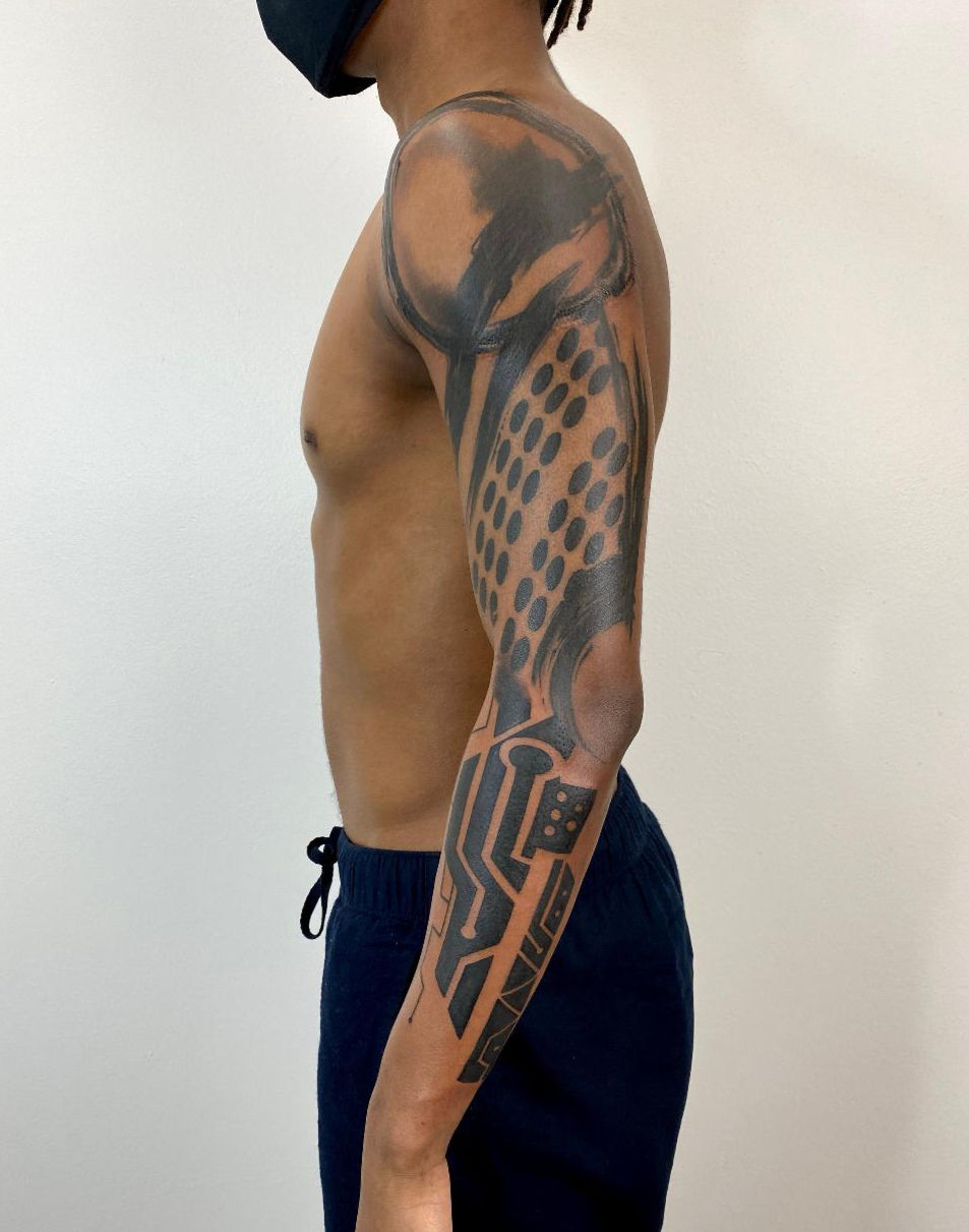 Abstract Geometric Arm Sleeve Tattoo