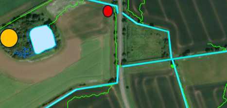 Land drains and culverts divert flood water and fill pond.